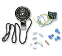 Baron 3" Bullet Electronic Tachometer Fits 1" Bar - Chrome - Black Face - 3.5" L x 2.875" D