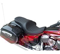 Drag specialties Low Profile Touring Seat - Double Diamond - Black Stitch - Solar Reflective - Indian '14-'22