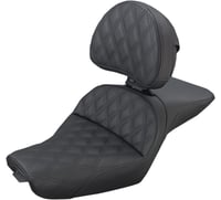 Saddlemen Explorer Seat - With Backrest - Lattice Stitched - Black - XL '04-'20