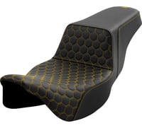 Saddlemen Step-Up Seat - Honeycomb - Extended Reach - Gold Stitching - FL '08-'23