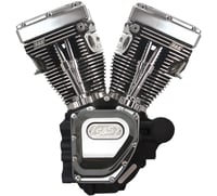 S&s cycle T124 Long Block Engine - Wrinkle Black and Chrome - FXD | FXDWG