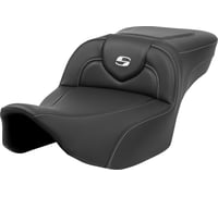 Saddlemen Roadsofa™ Extended Reach Seat - Carbon Fiber - Silver Stitch/Silver Logo - no Backrest - FL '23-'24