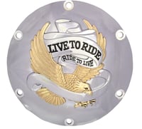 Drag specialties Live to Ride Derby Cover - 6-Hole - Gold