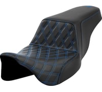 Saddlemen Step-Up Seat - Front Lattice Stitch - Blue Stitch - FLH/FLT '08-'23