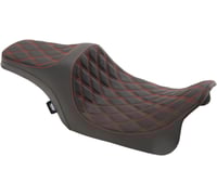 Drag specialties Predator III Seat - Double Diamond - Red Stitched - FL '08-'23