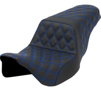 Saddlemen Step-Up Seat - Lattice Stitch - Blue Stitch - FLH/FLT '08-'23