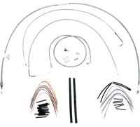 Burly brand Handlebar Cable/Brake Line Kit - Complete - 18" Ape Hanger Handlebars - Stainless Steel