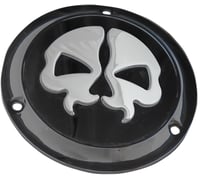 Drag specialties Split Skull Derby Cover - Black - 3-Hole