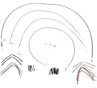 Burly brand Handlebar Cable/Brake Line Kit - Complete - 16" Ape Hanger Handlebars - Stainless Steel