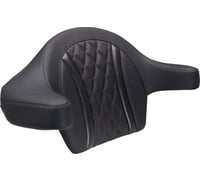 Mustang Deluxe Extended Arm Wrap-around Backrest - Diamond - Mandarin Orange Stitch - FLT/FLH '23-'25