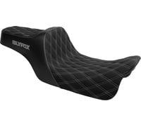 Slyfox High Noon Seat - Double Diamond - Silver Logo - Silver Stitch - FLH/FLT '23-'25