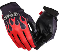 Thrashin Supply CO. Stealth Leather Palm Flame Gloves Red