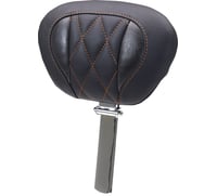 Mustang Deluxe Driver Backrest - Diamond - Mandarin Orange Stitching - FLT/FLH '23-'25