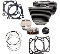 S&S Cycle 129" Cylinder Kit - 4.375" Stroke - Wrinkle Black w/Highlighted Fins - M8