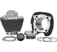 S&s cycle 132" Big-Bore Cylinder Kit - Black Granite/Highlighted Fins - M8