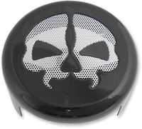 Drag specialties Horn Cover - Black with Chrome Skull
