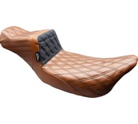LE Pera Tailwhip Daddy Long Legs Seat - Brown - Black Double Diamond Stitch - FLT/FLH '08-'23
