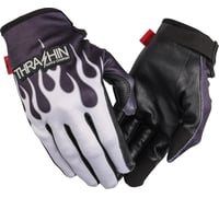 Thrashin Supply CO. Stealth Leather Palm Flame Gloves Gray