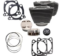 S&S Cycle 132" Cylinder Kit - 4.500" Stroke - Wrinkle Black w/Highlighted Fins - M8
