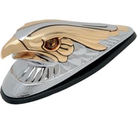 Drag specialties Gold Eagle Head with Lights - Amber Eyes - Large - Chrome