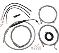 La choppers Handlebar Cable/Brake Line Kit - Complete - 12" - 14" Handlebars - Stainless