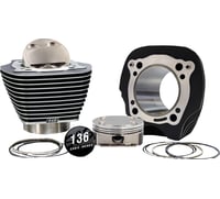 S&S Cycle 132" High Compression | 136" Big Bore Kit - 4.320" Bore - Black Granite w/Highlighted Fins - M8