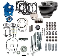 S&S Cycle 132" Power Pack - 550 Gear Drive - Water Cooled - Wrinkle Black w/Highlight Fins - M8