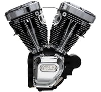 S&s cycle T124 Long Block Engine - Wrinkle Black and Chrome - Touring