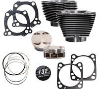 S&S Cycle 132" Cylinder Kit - 4.500" Stroke - Black Granite w/Highlighted Fins - M8