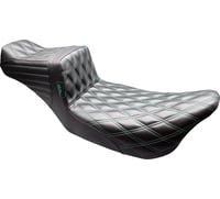 LE Pera Tailwhip Daddy Long Legs Seat - Black - Green Double Diamond Stitch - FLT/FLH '08-'23