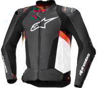 Alpinestars Missile v3 Leather Jacket Black/White/Red Fluo 