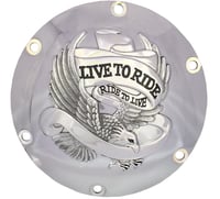 Drag specialties Live to Ride Derby Cover - 6-Hole - Chrome