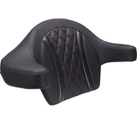 Mustang Deluxe Extended Arm Wrap-around Backrest - Diamond - Dark Cherry Stitch - FLT/FLH '23-'25
