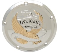 Drag specialties Live to Ride Derby Cover - 5-Hole - Gold
