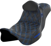 Saddlemen Pro Series SDC Performance Seat - with Backrest - Blue Stitch - FLH/FLT '08-'23