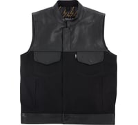 Thrashin Supply CO. Kanan Leather/Denim Riding Vest Black