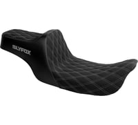 Slyfox High Noon Seat - Double Diamond - Silver Logo - Silver Stitch - FLH/FLT '97-'07