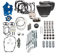 S&S Cycle 132" Power Pack - 550 Chain Drive - Oil Cooled - Wrinkle Black w/Highlight Fins - M8
