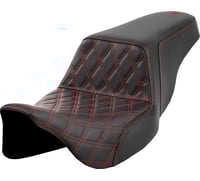 Saddlemen Step-Up Seat - Front Lattice Stitch - Red Stitch - FLH/FLT '08-'23