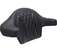 Mustang Deluxe Extended Arm Wrap-around Backrest - Diamond - Gunmetal Stitch - FLT/FLH '23-'25