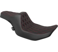 Drag specialties Predator III Seat - Double Diamond - Red Stitched - FLT/FLH '23-'24