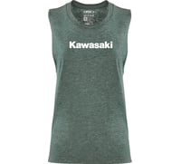 Factory Effex Women's Kawasaki Muscle Tank Top Heather Forest Green 
