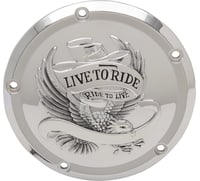 Drag specialties Live to Ride Derby Cover - 5-Hole - Chrome