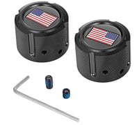 Figurati designs Axle Nut Cover - Front - Stainless Steel - Red/White/Blue Flag - Reversed - Black