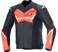 Alpinestars Faster v3 Airflow Leather Jacket Black/Red Fluo 
