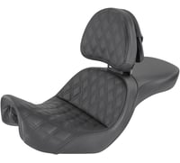 Saddlemen Explorer Seat - With Backrest - Lattice Stitched - Black - FXD