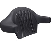Mustang Deluxe Extended Arm Wrap-around Backrest - Diamond - Black Stitch - FLT/FLH '23-'25