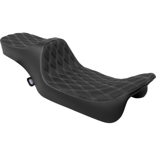 Drag specialties Predator III Seat - Extended Reach - Double Diamnd - Silver Stitching - FLH/FLT '08-'24 Drag specialties Predator III Seat - Extended Reach - Double Diamnd - Silver Stitching - FLH/FLT '08-'24