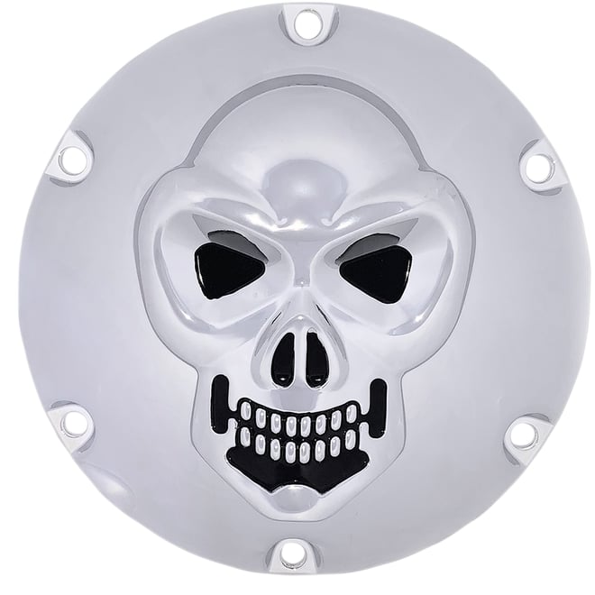 Drag specialties Skull Derby Cover - Chrome - 6-Hole