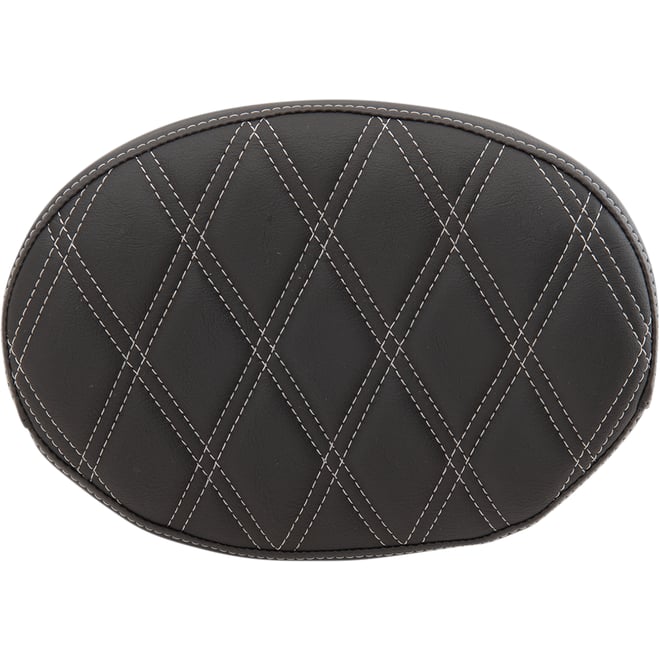 Drag specialties Oval Sissy Bar Pad - Double Diamond - SIlver Stitch - FL '99-'22